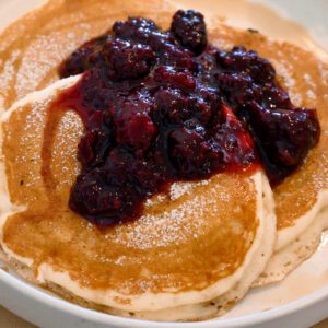 Lemon ricotta pancakes for breakfast in Paia at Cafe Mambo