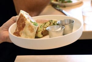 Breakfast in Paia: Cafe Mambo’s breakfast burrito with habanero jelly